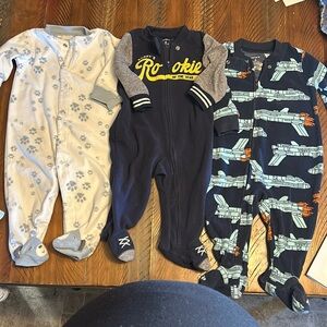 Bundle of 3 Carters brand warm, polyester/fleece-like sleepers